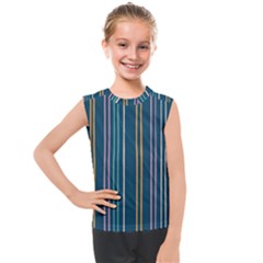 Multicolored Stripes On Blue Kids  Mesh Tank Top by SychEva