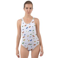 Dragonfly On White Cut-out Back One Piece Swimsuit