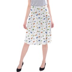 Dragonfly On White Midi Beach Skirt