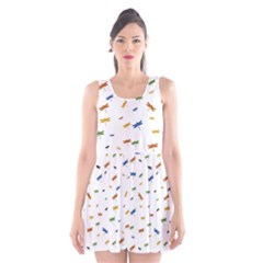 Dragonfly On White Scoop Neck Skater Dress