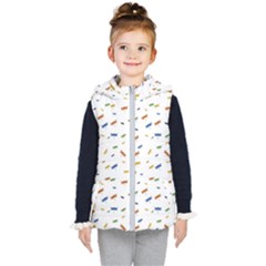 Dragonfly On White Kids  Hooded Puffer Vest by JustToWear