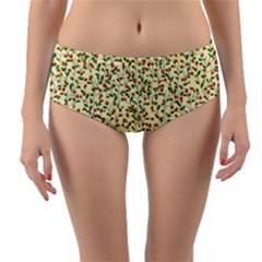 Pattern Lonely Flower On Yellow Reversible Mid-waist Bikini Bottoms
