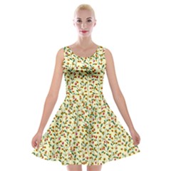 Pattern Lonely Flower On Yellow Velvet Skater Dress