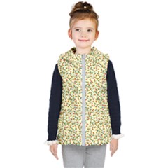 Pattern Lonely Flower On Yellow Kids  Hooded Puffer Vest by JustToWear