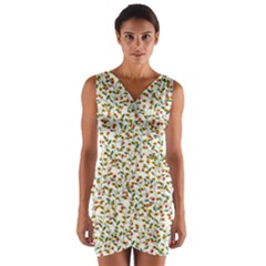 Lonely Flower On White Wrap Front Bodycon Dress