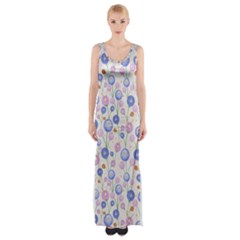 Watercolor Dandelions Thigh Split Maxi Dress