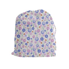 Watercolor Dandelions Drawstring Pouch (XL)