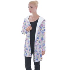 Watercolor Dandelions Longline Hooded Cardigan