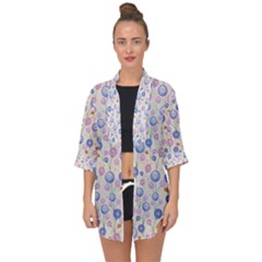 Watercolor Dandelions Open Front Chiffon Kimono