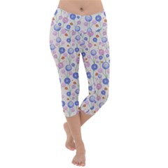 Watercolor Dandelions Lightweight Velour Capri Yoga Leggings