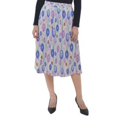 Watercolor Dandelions Classic Velour Midi Skirt 