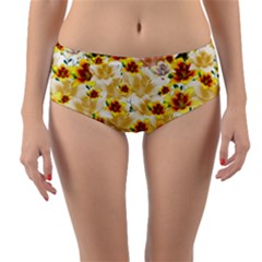 Lonely Flower Populated Reversible Mid-waist Bikini Bottoms by JustToWear