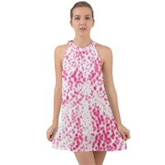 Pink Dots with love Halter Tie Back Chiffon Dress