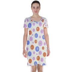 Multicolored Circles Short Sleeve Nightdress by SychEva