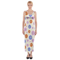 Multicolored Circles Fitted Maxi Dress by SychEva