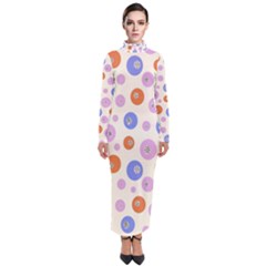 Multicolored Circles Turtleneck Maxi Dress by SychEva