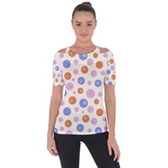 Multicolored Circles Shoulder Cut Out Short Sleeve Top by SychEva
