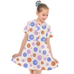 Multicolored Circles Kids  Short Sleeve Shirt Dress by SychEva