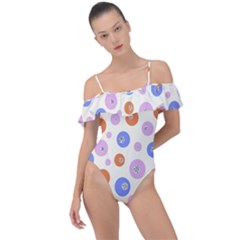 Multicolored Circles Frill Detail One Piece Swimsuit by SychEva