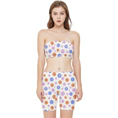 Multicolored Circles Stretch Shorts And Tube Top Set by SychEva