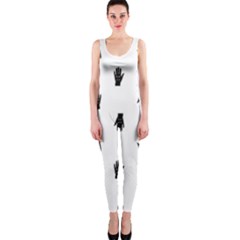 Vampire Hand Motif Graphic Print Pattern One Piece Catsuit