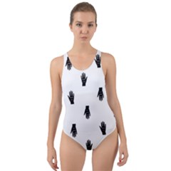 Vampire Hand Motif Graphic Print Pattern Cut-Out Back One Piece Swimsuit