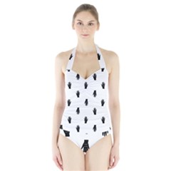 Vampire Hand Motif Graphic Print Pattern Halter Swimsuit