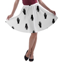 Vampire Hand Motif Graphic Print Pattern A-line Skater Skirt