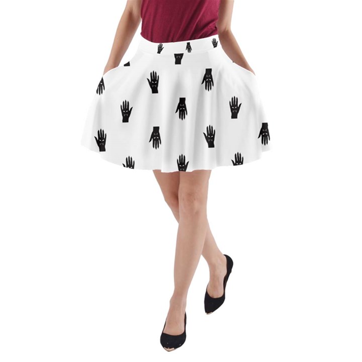 Vampire Hand Motif Graphic Print Pattern A-Line Pocket Skirt