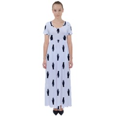 Vampire Hand Motif Graphic Print Pattern High Waist Short Sleeve Maxi Dress