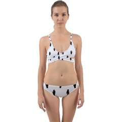 Vampire Hand Motif Graphic Print Pattern Wrap Around Bikini Set