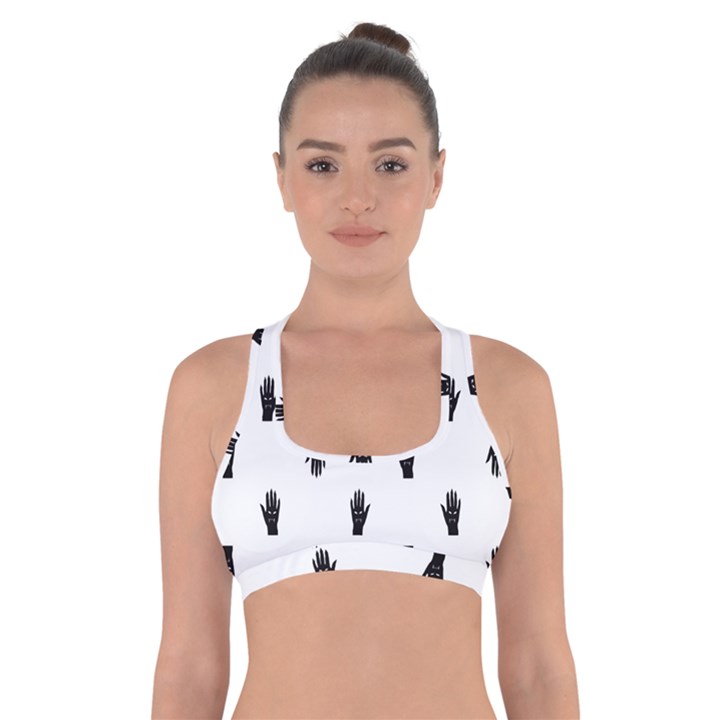 Vampire Hand Motif Graphic Print Pattern Cross Back Sports Bra