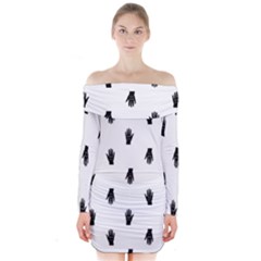 Vampire Hand Motif Graphic Print Pattern Long Sleeve Off Shoulder Dress by dflcprintsclothing