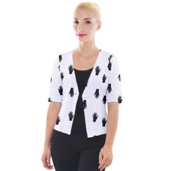 Vampire Hand Motif Graphic Print Pattern Cropped Button Cardigan