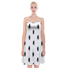 Vampire Hand Motif Graphic Print Pattern Spaghetti Strap Velvet Dress