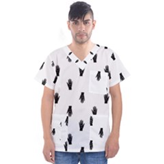 Vampire Hand Motif Graphic Print Pattern Men s V-Neck Scrub Top