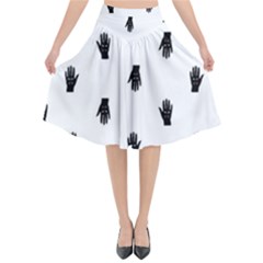 Vampire Hand Motif Graphic Print Pattern Flared Midi Skirt