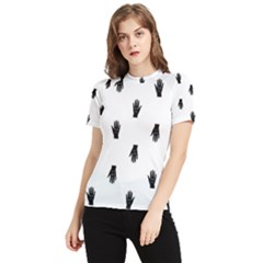 Vampire Hand Motif Graphic Print Pattern Women s Short Sleeve Rash Guard