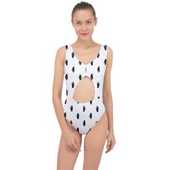 Vampire Hand Motif Graphic Print Pattern Center Cut Out Swimsuit