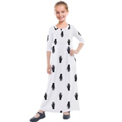 Vampire Hand Motif Graphic Print Pattern Kids  Quarter Sleeve Maxi Dress