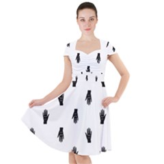 Vampire Hand Motif Graphic Print Pattern Cap Sleeve Midi Dress