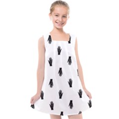 Vampire Hand Motif Graphic Print Pattern Kids  Cross Back Dress