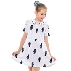 Vampire Hand Motif Graphic Print Pattern Kids  Short Sleeve Shirt Dress by dflcprintsclothing