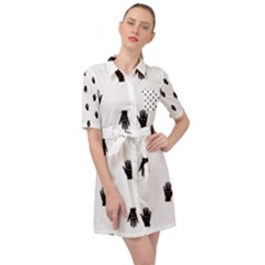Vampire Hand Motif Graphic Print Pattern Belted Shirt Dress by dflcprintsclothing