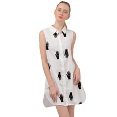 Vampire Hand Motif Graphic Print Pattern Sleeveless Shirt Dress