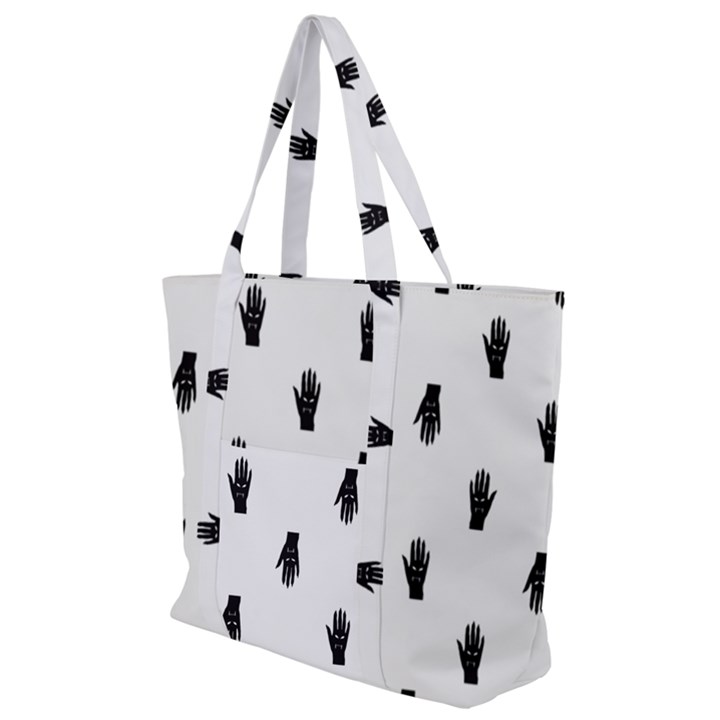 Vampire Hand Motif Graphic Print Pattern Zip Up Canvas Bag