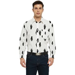 Vampire Hand Motif Graphic Print Pattern Men s Long Sleeve Pocket Shirt 