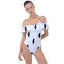 Vampire Hand Motif Graphic Print Pattern Frill Detail One Piece Swimsuit View1