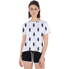 Vampire Hand Motif Graphic Print Pattern Open Back Sport Tee