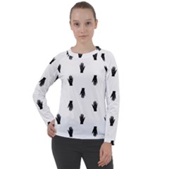 Vampire Hand Motif Graphic Print Pattern Women s Long Sleeve Raglan Tee